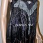 $876 New BCBG MAX AZRIA Black Combo Micro Pleated Woven Evening Shirt Top S