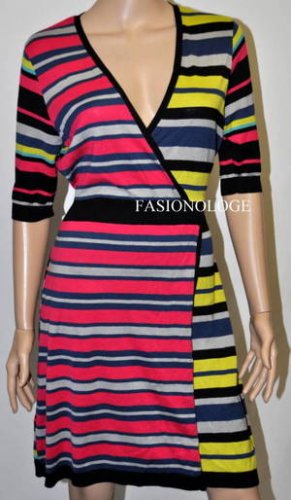 $238 New BCBG Max Azria "Elia" Black Silk Cotton Knit Party Sweater Dress M