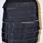 $198 New BCBG Max Azria Tiered Ruffle Bead Silk Black Short Party Skirt L
