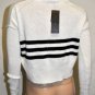 $228 New BCBG Max Azria Black White Wool Blend Stripe Crop Sweater Top XS
