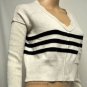 $228 New BCBG Max Azria Black White Wool Blend Stripe Crop Sweater Top XS