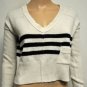 $228 New BCBG Max Azria Black White Wool Blend Stripe Crop Sweater Top XS