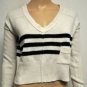 $228 New BCBG Max Azria Black White Wool Blend Stripe Crop Sweater Top XS
