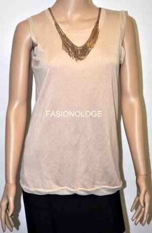 $318 New BCBG Max Azria Beige Silk Cashmere Mesh Sweater Top S