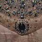 $348 New BCBG Max Azria Nubuck Embellished Sateen One Shoulder Cocktail Dress M