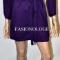 $418 New BCBG Max Azria Grape 100% Cashmere Gold Knit Cocktail Sweater Dress L