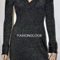 $248 New Max&Cleo by BCBG Black Mettalic Cowl Neck Knit Sweater Party Dress XXS