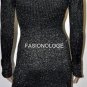 $248 New Max&Cleo by BCBG Black Mettalic Cowl Neck Knit Sweater Party Dress XXS