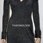 $248 New Max&Cleo by BCBG Black Mettalic Cowl Neck Knit Sweater Party Dress XXS