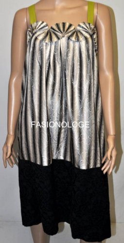 $958 New BCBG MAX AZRIA Black Cream Pleated Jacquard Cocktail Party Dress M