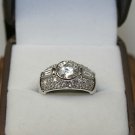 Huge CZ Sterling Silver Bling Ring  Size 7.5