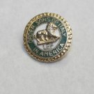 Vintage LEF Order Sons of Italy America Lion Green Enamel Goldtone Pinback Pin