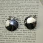 Vintage SWANK Domed High Polish & Textured Silvertone Modernist Men's Cufflinks
