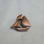Vintage Copper Schooner Sailboat Brooch