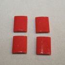 VTG Set of Four Bright Coral Orange Rectangular Double Holed Glossy Glass Beads