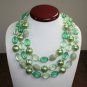 Stunning Minty Green Vintage 3 Strand Faceted Lucite Necklace Made in Germany