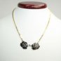 Black Enamel Rose Pendant Necklace