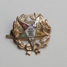 Vintage Order of the Eastern Star Enamel Gold Tone Pin Brooch