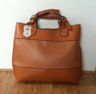 Ladies Brown Faux Leather Tote Shopper Handbag