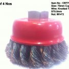Lot of 4 Cup Brush 75mm Twisted Wire Type with M14*2 Nut