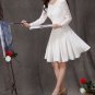 Long Sleeve White Lace Dress - Fit and flare dress - Little White Dress CD2
