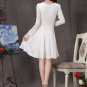 Long Sleeve White Lace Dress - Fit and flare dress - Little White Dress CD2