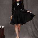Little Black Dress - Long Sleeve Black Lace Dress - Fit and Flare Dress CD3