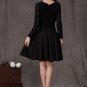 Little Black Dress - Long Sleeve Black Lace Dress - Fit and Flare Dress CD3