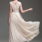 V Neck & V Back Ivory Maxi Dress with Ruched Waist Yoke RM53