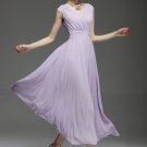 V Neck & V Back Violet Maxi Dress with Ruched Waist Yoke RM53