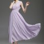 V Neck & V Back Violet Maxi Dress with Ruched Waist Yoke RM53