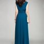 V Neck & V Back Teal Maxi Dress with Ruched Waist Yoke RM53