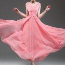 V Neck & V Back Coral Maxi Dress with Ruched Waist Yoke RM53