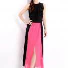 Black & Fuchsia Maxi Dress with Open Back & Front Slit RM23
