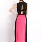 Black & Fuchsia Maxi Dress with Open Back & Front Slit RM23