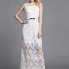V Back White Lace Maxi Dress RM24