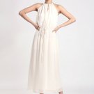 White Halter Tea Dress with Draw String Waist RM37
