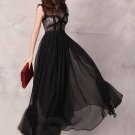 Black Lace & Chiffon Maxi Dress with Piping & Ruffle Details RM49