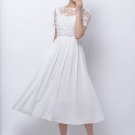 White Embroidered Floral Lace Chiffon Midi Dress RM75