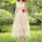Beige Sunflower Lace Midi Dress with Daisy Lace Trim Details RM101