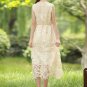 Beige Sunflower Lace Midi Dress with Daisy Lace Trim Details RM101