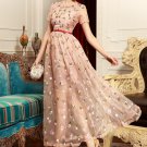 Dusty Rose Pink Floral Embroidered Maxi Dress RM102
