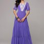 Purple Maxi Dress with Gold Lace Details and Tiered Skirt RM121P