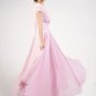 Cap Sleeve Light Pink Maxi Dress with V Neck & Ruched Waist Yoke RM157