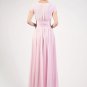 Cap Sleeve Light Pink Maxi Dress with V Neck & Ruched Waist Yoke RM157