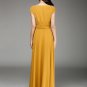 Cap Sleeve Ginger Yellow Maxi Dress with V Neck & Ruched Waist Yoke RM157