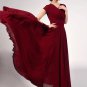 Cap Sleeve Maroon Maxi Dress with V Neck & Ruched Waist Yoke RM157