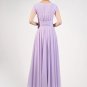 Cap Sleeve Violet Maxi Dress with V Neck & Ruched Waist Yoke RM157