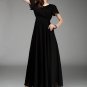 Black Maxi Dress with Floral Appliqu&Atilde;&copy; Lace Neck RM160