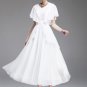 Layered White Maxi Dress with Pleated Waist & Flutter Sleeves RM161